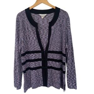 Exclusively Misook Purple Pink Black Space Dyed Acrylic Sweater Cardigan XL